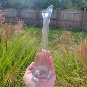 Swung Vase Vintage ~ Small Clear Glass ~ 1970s ~ FINAL PRICE! ~ See Notes